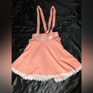 Pink Sakura Lace Up Suspender Skirt